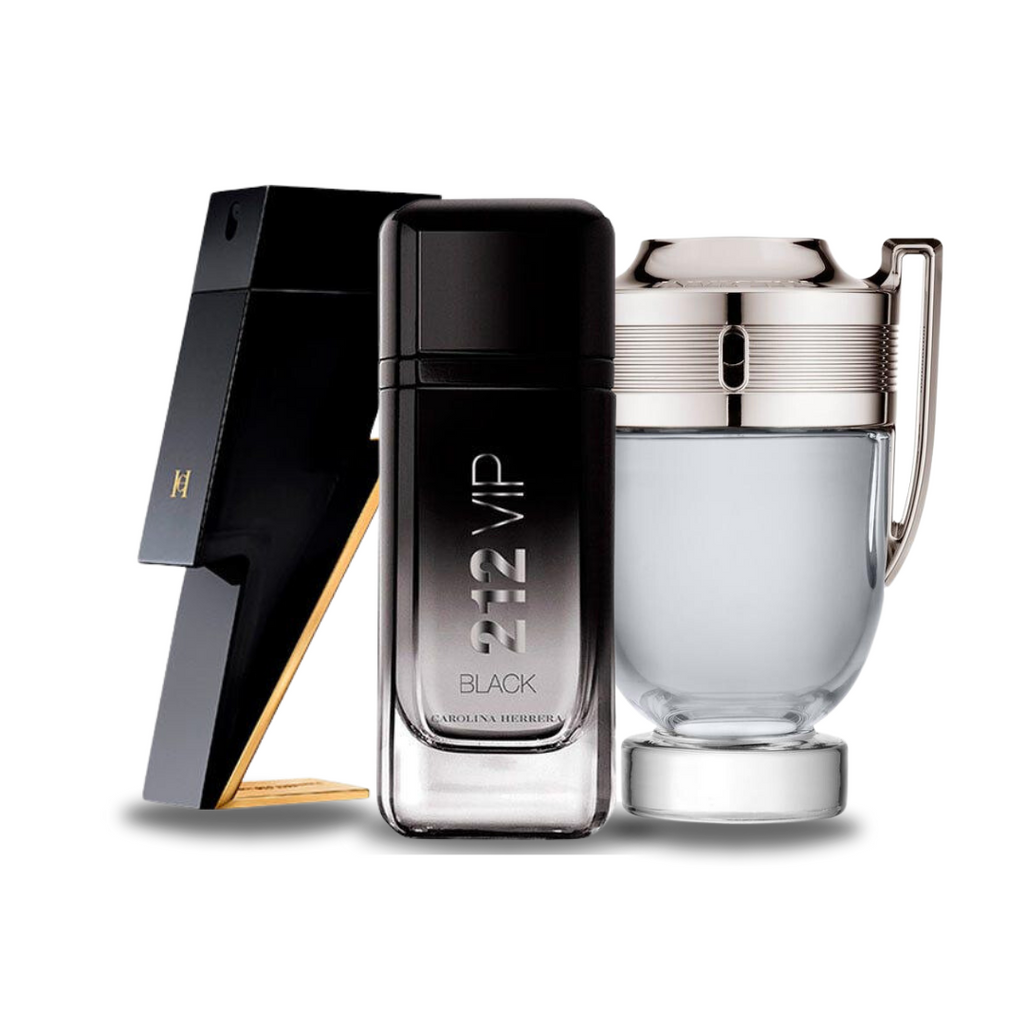 Combo de 3 perfumes Carolina Herrera BAD BOY, Carolina Herrera 212 VIP BLACK e Paco Rabanne INVICTUS 100ml